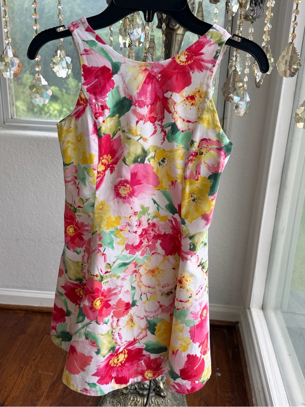 Polo by Ralph Lauren Girls Floral Fit-and-Flare Dress — Pink, Yellow & Green